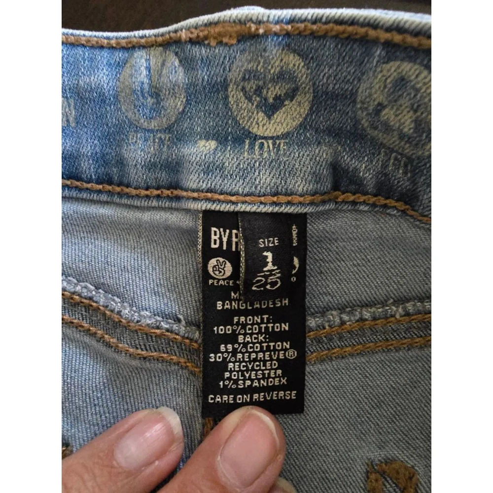 BY REWASH Vintage 90s Grunge Light Blue High Rise Distressed Mom Jeans 26in sz1